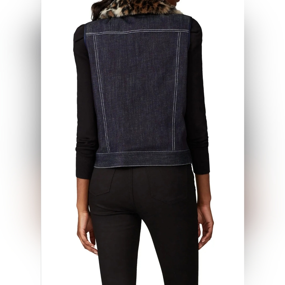 Harvey Faircloth Denim Vest with Faux Fur Collar size Medium - Picture 9 of 12